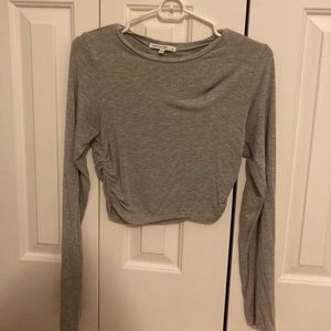 Gray long sleeve crop top